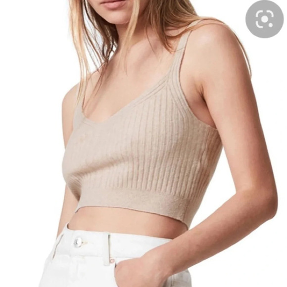 NWT ALL SAINTS eNya Women's Crop Top Beige Med - Picture 1 of 8